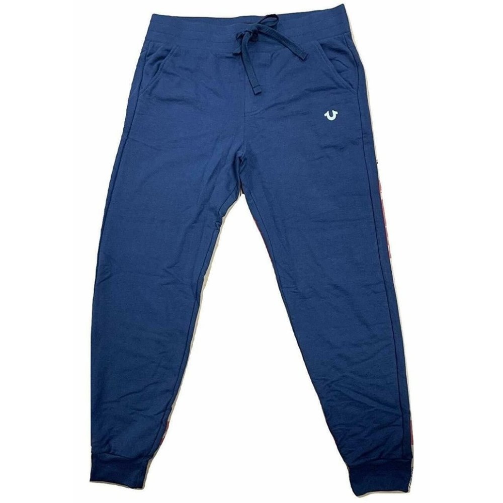 True Religion Men's Brand Logo Joggers Sweatpants in Navy